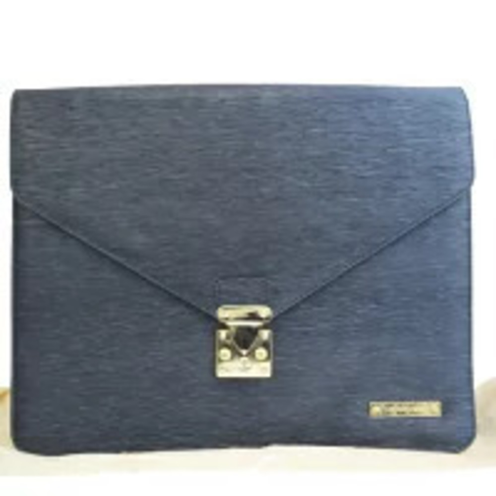 Saint Laurent Yves Briefcase Business Bag Clutch Black Leather
